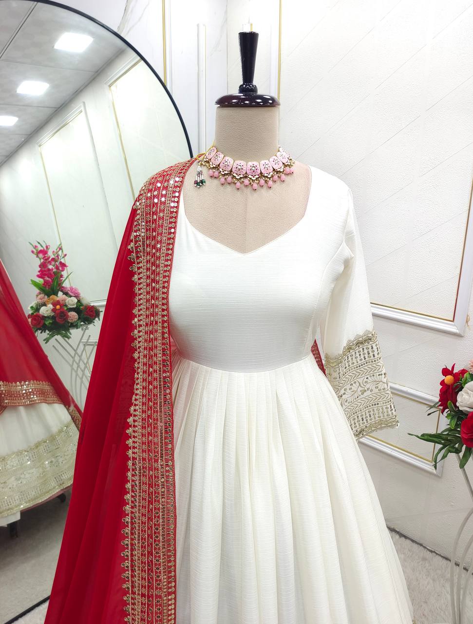 Morsa’s White Coloured Anarkali Suit Set